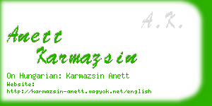 anett karmazsin business card